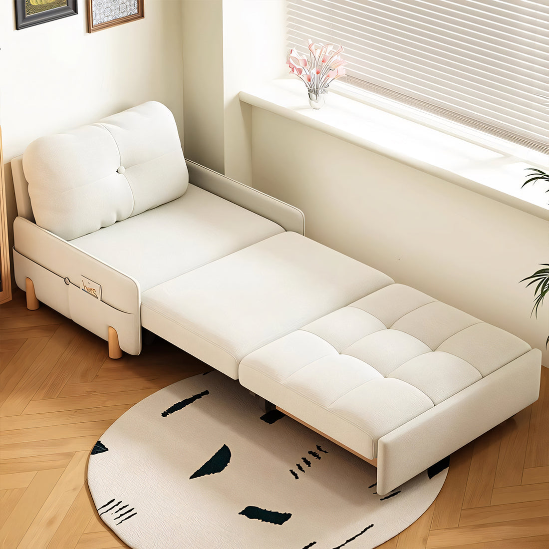 ソファベッド ソファー シンプル フランネル生地 クッション 高密度ウレタンフォーム ラテックス 収納スペース 大容量 天然木 オーク材 SNSF-T130