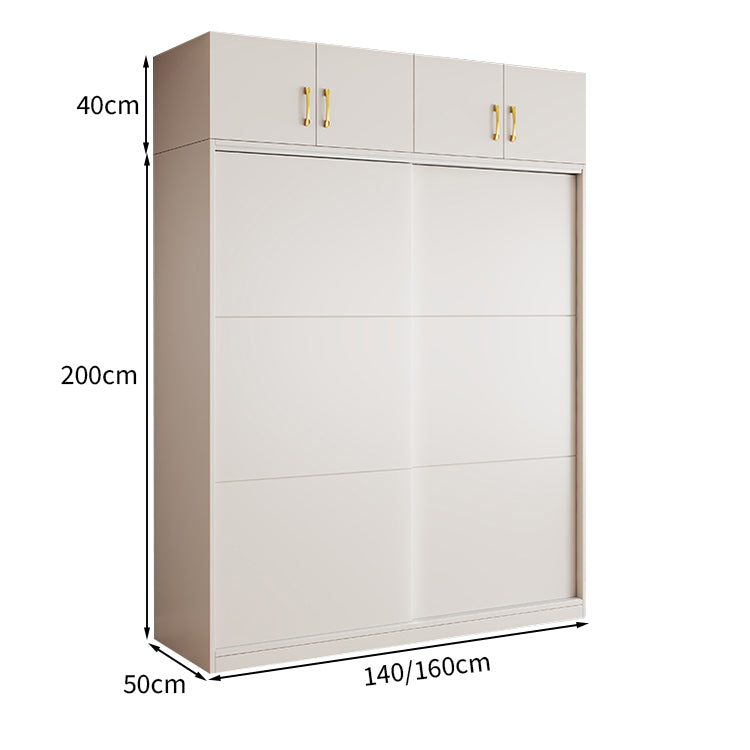 クローゼット モダン シンプル ホワイト 収納力抜群 扉付き収納 オープン収納 引き出し 分類収納 スライド扉 メラミン化粧板 ハンガーパイプ YG-T079