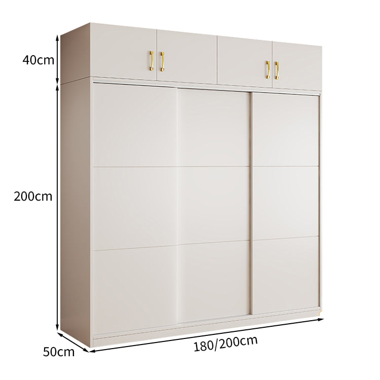 クローゼット モダン シンプル ホワイト 収納力抜群 扉付き収納 オープン収納 引き出し 分類収納 スライド扉 メラミン化粧板 ハンガーパイプ YG-T079