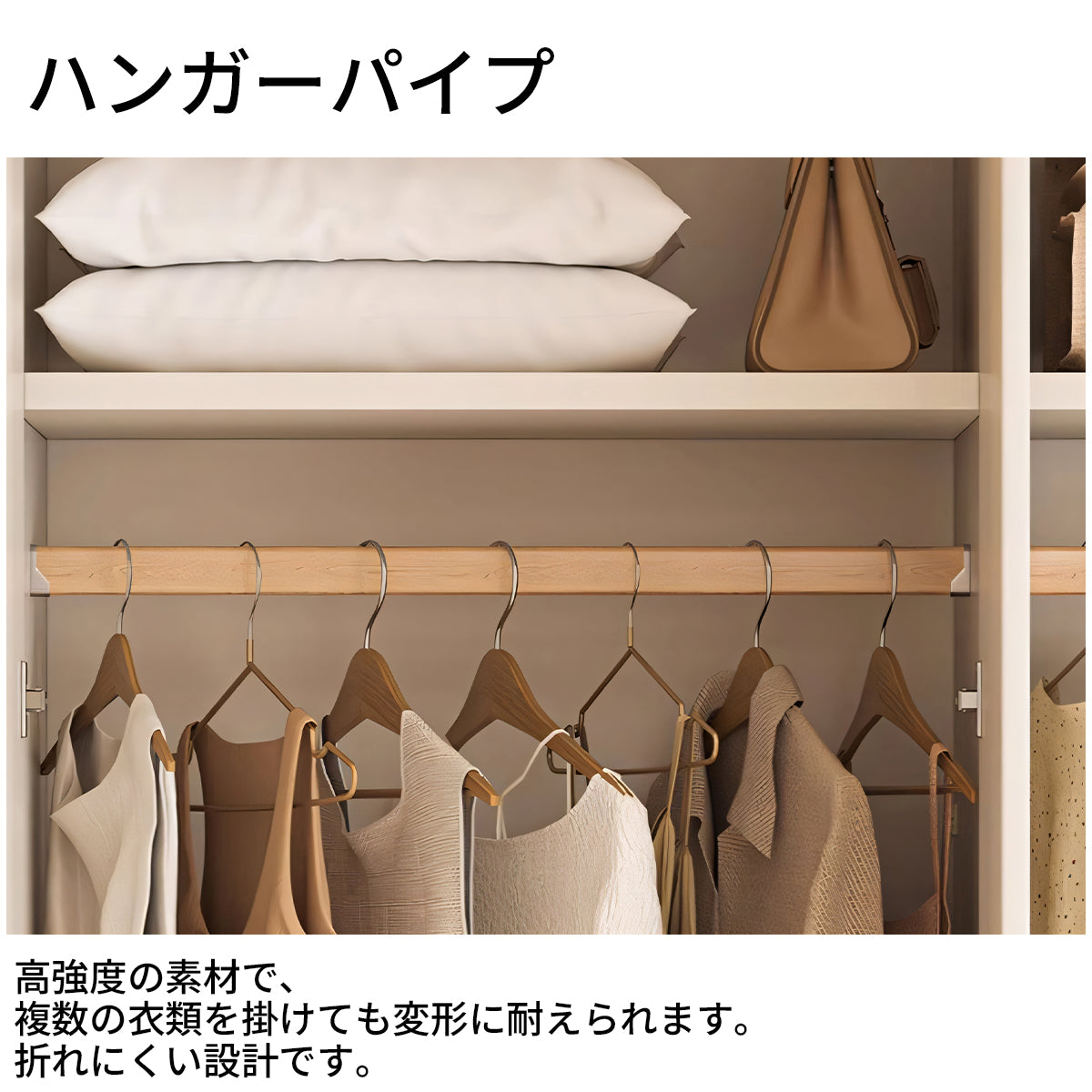 クローゼット シンプル 手掛け ホワイト エコ素材 メラミン化粧板 収納力抜群 扉付き収納 分類収納 ハンガーパイプ YG-T088