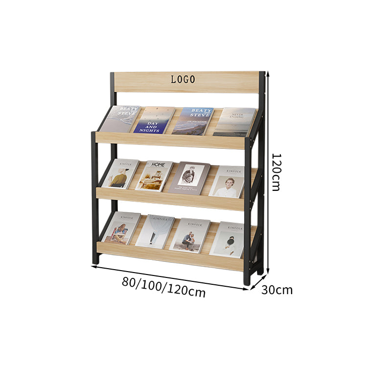 マガジンラック パンフレットスタンド 雑誌ラック オフィス収納 収納ラック 木目調 メラミン化粧板 スチールフレーム アジャスター付き カスタマイズ可能 ZZJ-T001