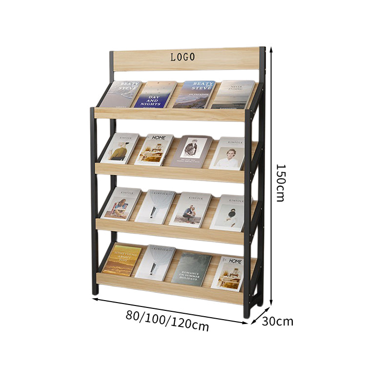 マガジンラック パンフレットスタンド 雑誌ラック オフィス収納 収納ラック 木目調 メラミン化粧板 スチールフレーム アジャスター付き カスタマイズ可能 ZZJ-T001