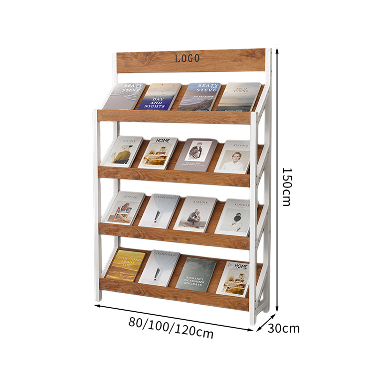 マガジンラック パンフレットスタンド 雑誌ラック オフィス収納 収納ラック 木目調 メラミン化粧板 スチールフレーム アジャスター付き カスタマイズ可能 ZZJ-T001