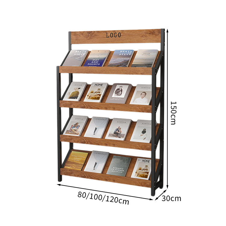 マガジンラック パンフレットスタンド 雑誌ラック オフィス収納 収納ラック 木目調 メラミン化粧板 スチールフレーム アジャスター付き カスタマイズ可能 ZZJ-T001