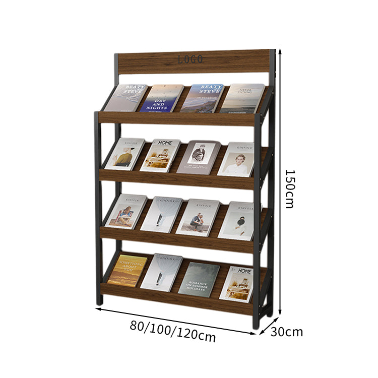 マガジンラック パンフレットスタンド 雑誌ラック オフィス収納 収納ラック 木目調 メラミン化粧板 スチールフレーム アジャスター付き カスタマイズ可能 ZZJ-T001