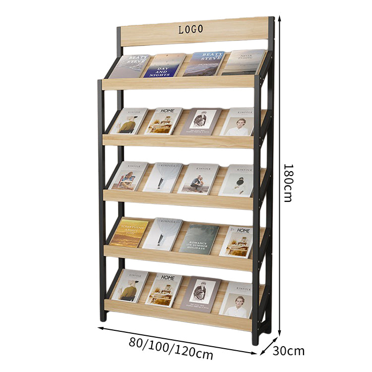 マガジンラック パンフレットスタンド 雑誌ラック オフィス収納 収納ラック 木目調 メラミン化粧板 スチールフレーム アジャスター付き カスタマイズ可能 ZZJ-T001