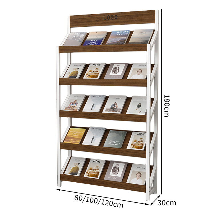 マガジンラック パンフレットスタンド 雑誌ラック オフィス収納 収納ラック 木目調 メラミン化粧板 スチールフレーム アジャスター付き カスタマイズ可能 ZZJ-T001