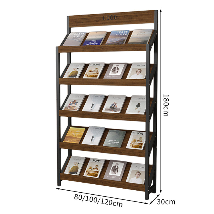 マガジンラック パンフレットスタンド 雑誌ラック オフィス収納 収納ラック 木目調 メラミン化粧板 スチールフレーム アジャスター付き カスタマイズ可能 ZZJ-T001