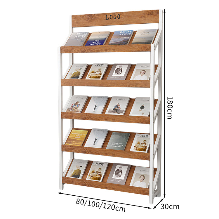 マガジンラック パンフレットスタンド 雑誌ラック オフィス収納 収納ラック 木目調 メラミン化粧板 スチールフレーム アジャスター付き カスタマイズ可能 ZZJ-T001