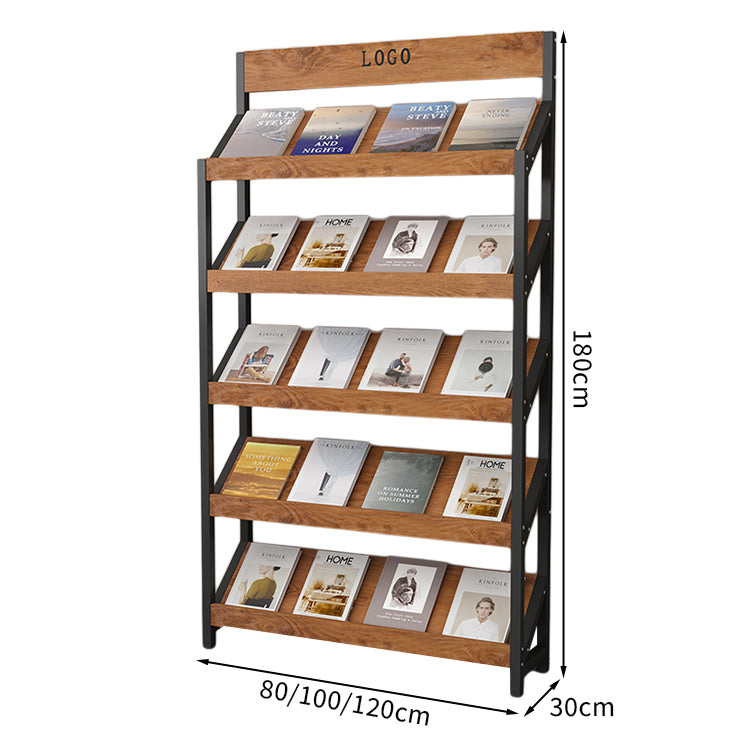 マガジンラック パンフレットスタンド 雑誌ラック オフィス収納 収納ラック 木目調 メラミン化粧板 スチールフレーム アジャスター付き カスタマイズ可能 ZZJ-T001