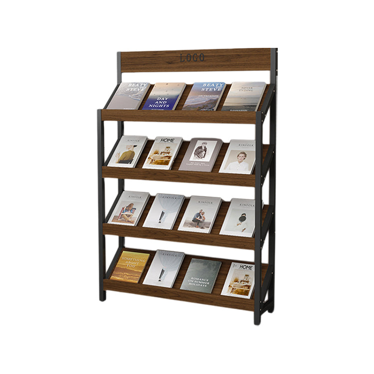 マガジンラック パンフレットスタンド 雑誌ラック オフィス収納 収納ラック 木目調 メラミン化粧板 スチールフレーム アジャスター付き カスタマイズ可能 ZZJ-T001