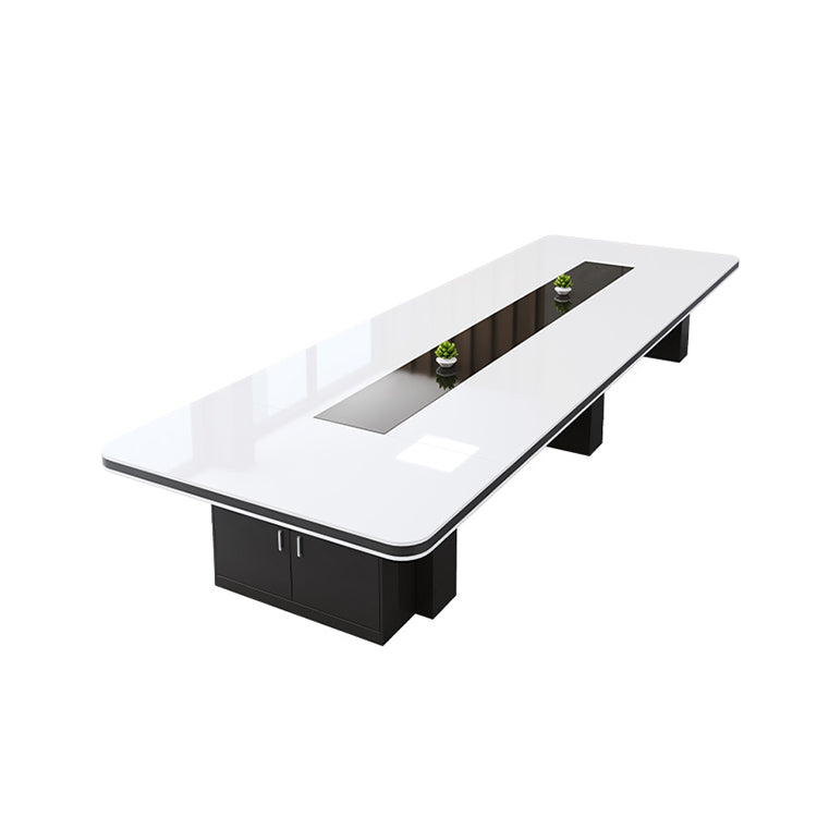 モダン シック オシャレ 光沢感 収納 広々 会議テーブル ミーティングテーブル メラミン化粧板 ポリエステル塗装 カスタマイズ可能 HYZ-T022 tomokagu