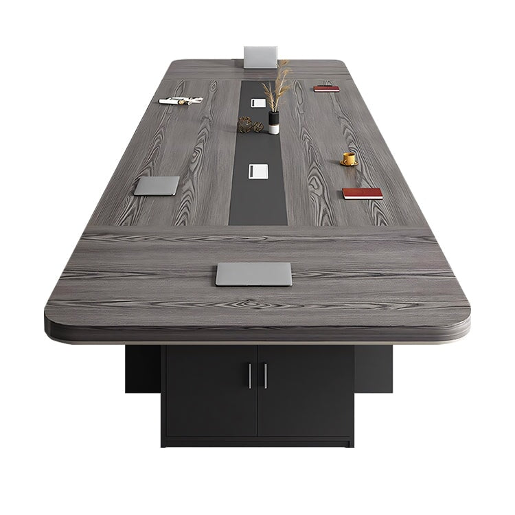 エッジ仕上げ 事務机 ミーティング用テーブル ワイヤリングBOXタイプ 配線孔あり 天板固定テーブル 長方形タイプ 会議デスク 4本脚タイプ 会議デスク 会社 事務所 カスタマイズ可能 HYZ-T034 tomokagu