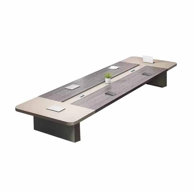 配線孔付き カバー付き配線 長方形タイプ 4本脚タイプ 事務机 ミーティング用テーブル 会議デスク 天板固定テーブル 会社用 事務所用 カスタマイズ可能 HYZ-T037 tomokagu