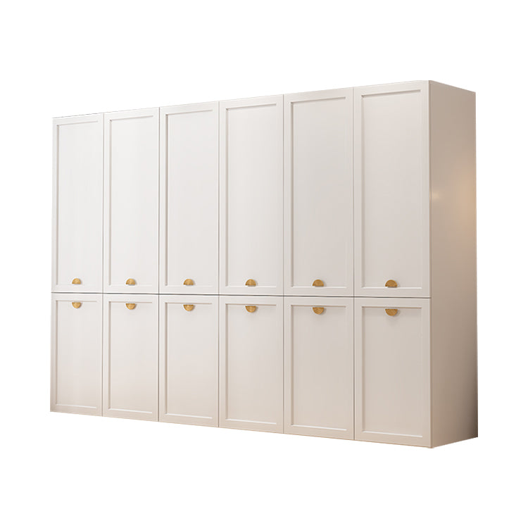 金メッキ取っ手 幕板 木製 開きドア ハンガーパイプ 大容量 クローゼット 洋服収納 衣類収納 ワードローブ おしゃれ 白基調 カスタマイズ可能 YG-T057 tomokagu