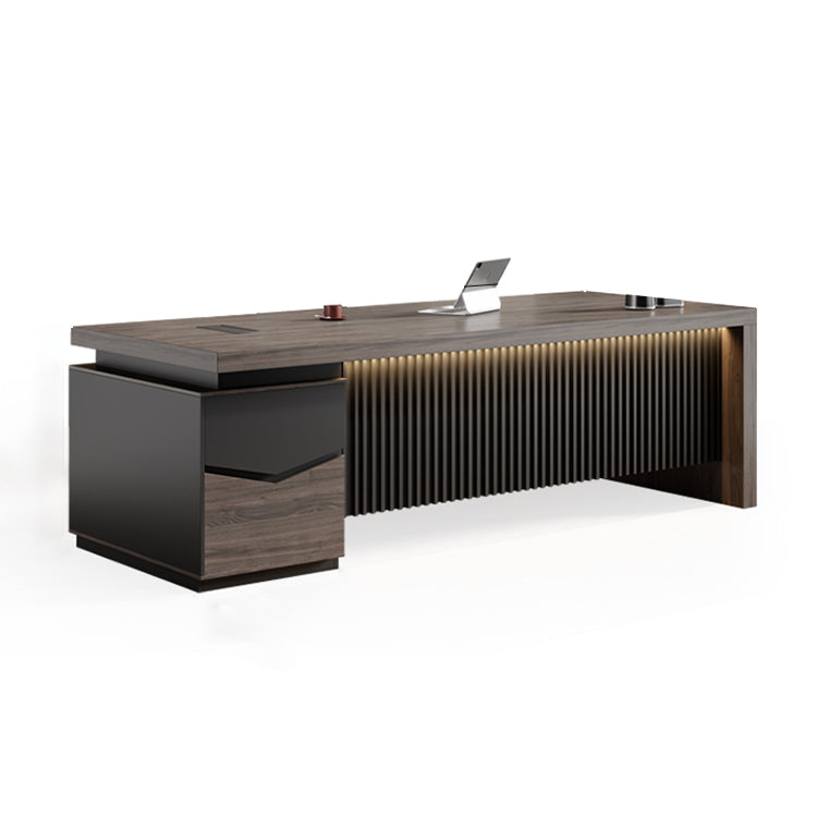 落ち着き オシャレ 重厚感 高級感 木目調 広々 ダイヤル錠 エグゼクティブデスク 役員デスク 大容量収納 メラミン化粧板 カスタマイズ可能 LBZ-T092 tomokagu