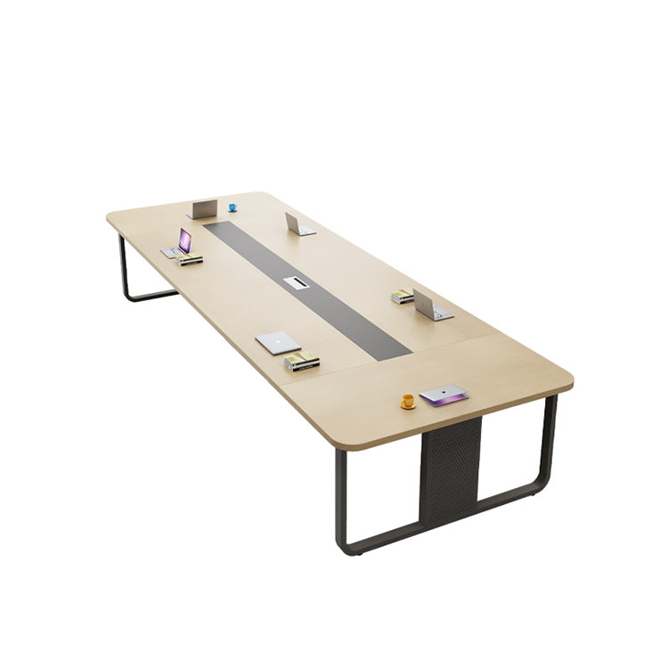 シンプル オシャレ 木目調 配線ボックス ミーティングテーブル 会議テーブル 安全無臭 安定 エコ メラミン化粧板 カスタマイズ可能 HYZ-T012 tomokagu