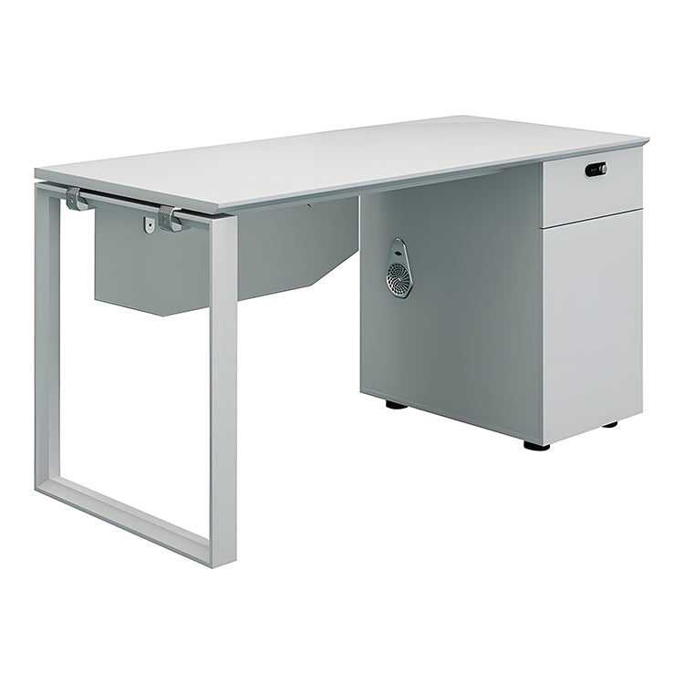 オフィスデスク 高級オフィスデスク 事務机 PCの通気孔 配線穴 収納付きデスク サイドキャビネット パーティション エコ板材 ホワイト MG-BGZ-LLS12