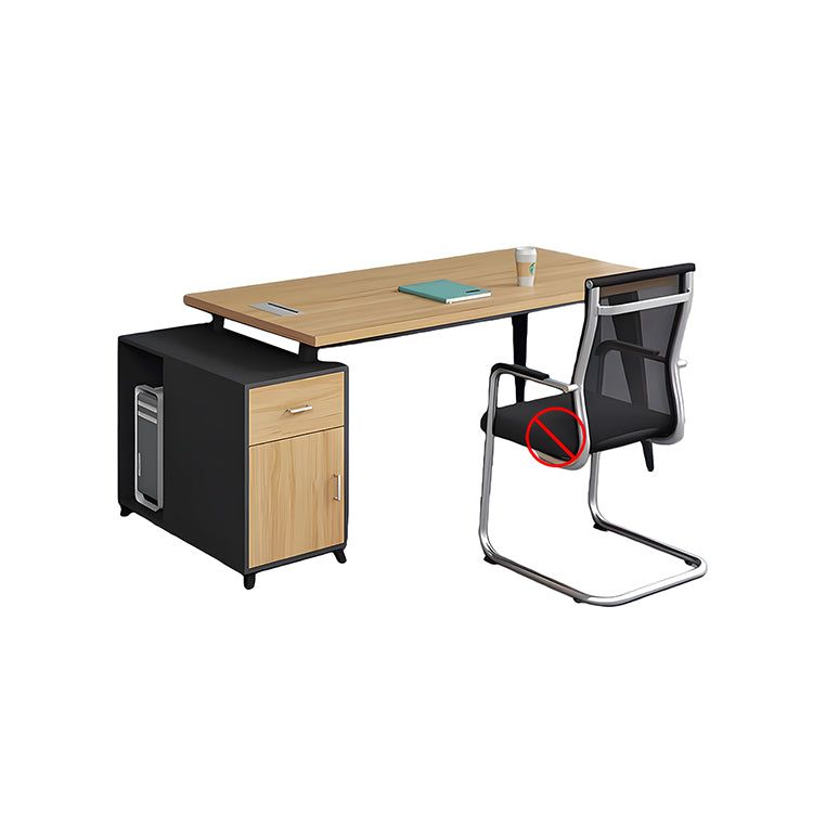 役員用デスク オフィスデスク 仕事用 サイドキャビネット付き 片袖デスク エコ素材 ナチュラル カスタマイズ可能 BGZ-T177