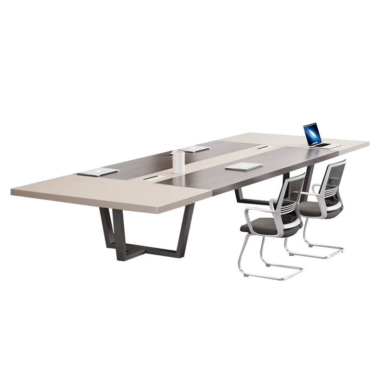 木目調 シンプル どっしり 重厚感 シック 洗練 配線ボックス 会議テーブル ミーティングテーブル メラミン化粧板 カスタマイズ可能 HYZ-T026 tomokagu