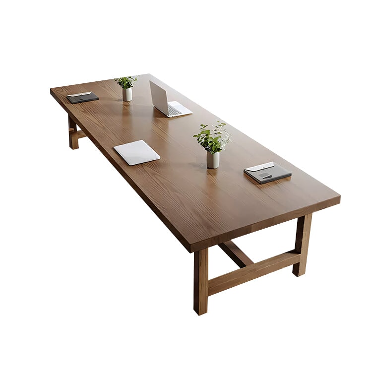 角丸 4本脚タイプ ミーティング用テーブル 木製テーブル 事務机 天板固定テーブル 長方形タイプ 会議テーブル 会社用 会議室用 事務所用 ウォールナット カスタマイズ可能 HYZ-T055 tomokagu