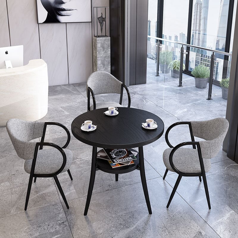 応接テーブル テーブル 収納付き丸テーブル チェアセット 応接セット 白テーブル 黒テーブル カラフルチェア JDZH-002-kc