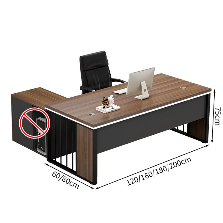 スチール脚 幕板付き 取っ手付き 配線孔付き エグゼクティブデスク オフィス家具 PCデスク シンプル モダン グレーオーク ウォルナット LBZ-T050