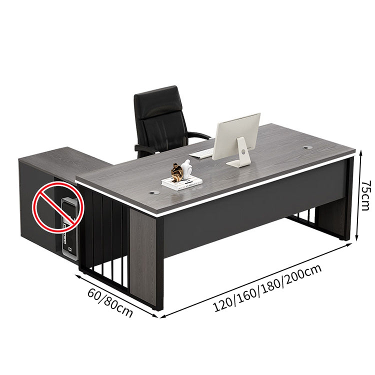 スチール脚 幕板付き 取っ手付き 配線孔付き エグゼクティブデスク オフィス家具 PCデスク シンプル モダン グレーオーク ウォルナット LBZ-T050