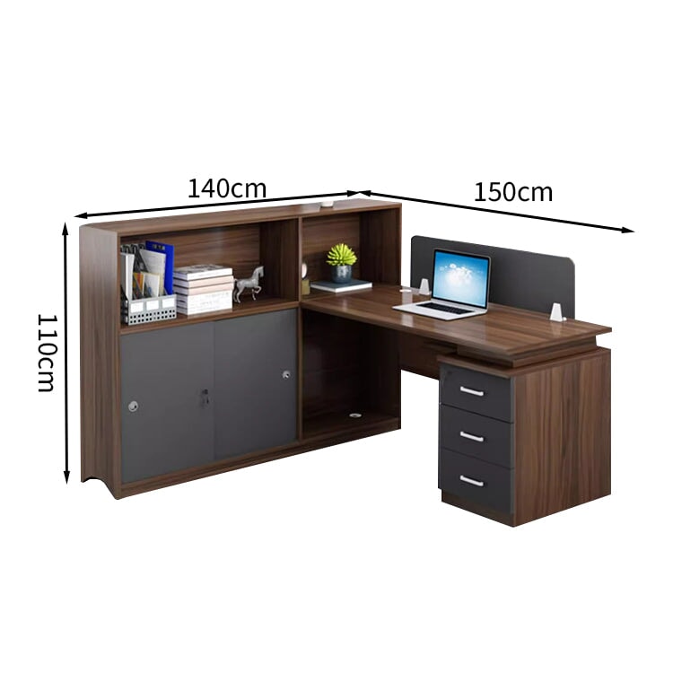 キャビネット付き 3段引き出し 化粧板 配線孔 パーテーション付き デスク オフィスデスク モダン 落ち着きがある カスタマイズ可能 BGZ-T002 tomokagu