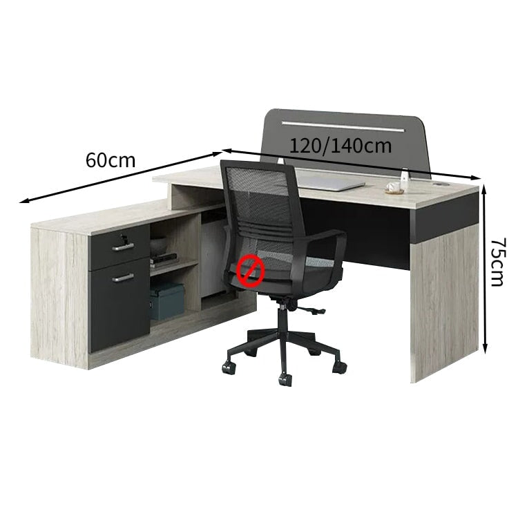 オープン収納 大容量収納 広々天板 豊富な収納スペース L字型 サイドラック オフィスデスク 幕板付き PCデスク 机 収納 エコ素材 木目調 カスタマイズ可能 BGZ-T012 tomokagu