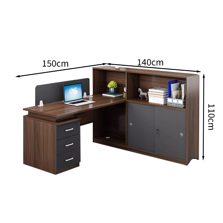 キャビネット付き 3段引き出し 化粧板 配線孔 パーテーション付き デスク オフィスデスク モダン 落ち着きがある カスタマイズ可能 BGZ-T002 tomokagu