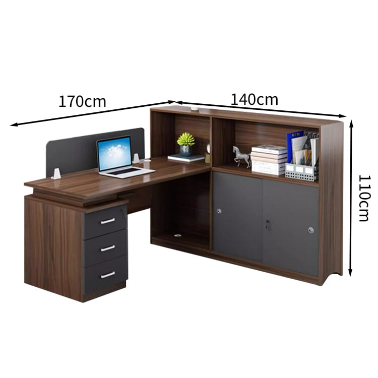 キャビネット付き 3段引き出し 化粧板 配線孔 パーテーション付き デスク オフィスデスク モダン 落ち着きがある カスタマイズ可能 BGZ-T002 tomokagu