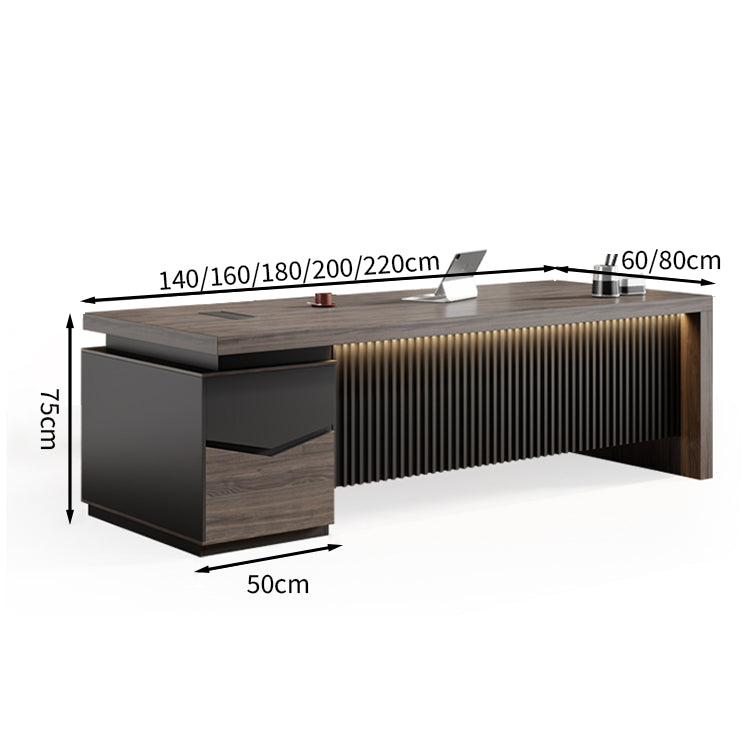 落ち着き オシャレ 重厚感 高級感 木目調 広々 ダイヤル錠 エグゼクティブデスク 役員デスク 大容量収納 メラミン化粧板 カスタマイズ可能 LBZ-T092 tomokagu