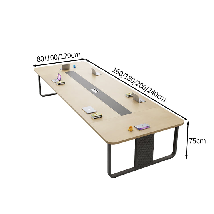 シンプル オシャレ 木目調 配線ボックス ミーティングテーブル 会議テーブル 安全無臭 安定 エコ メラミン化粧板 カスタマイズ可能 HYZ-T012 tomokagu