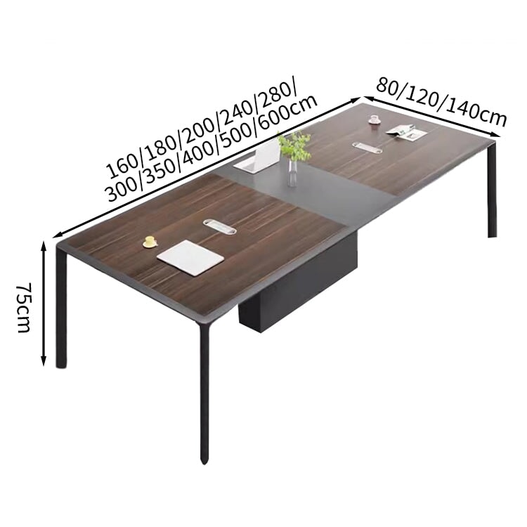 耐荷重 事務机 ミーティング用テーブル ワイヤリングBOXタイプ 配線孔あり 長方形タイプ 4本脚タイプ 会議デスク 会社用 事務所用 カスタマイズ可能 HYZ-T036 tomokagu