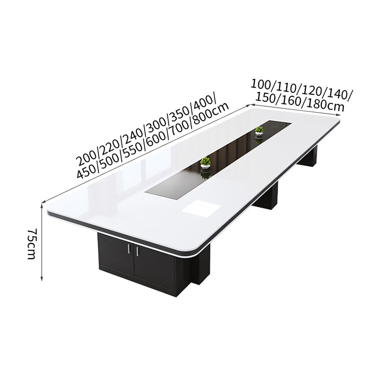 モダン シック オシャレ 光沢感 収納 広々 会議テーブル ミーティングテーブル メラミン化粧板 ポリエステル塗装 カスタマイズ可能 HYZ-T022 tomokagu