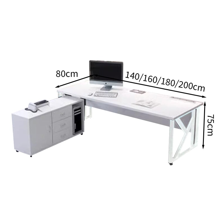 炭素鋼フレーム アジャスター付き エコ板材 サイドキャビネット付き 取っ手付き エグゼクティブデスク ライトウォールナット ダークウォールナット カスタマイズ可能 LBZ-T043 tomokagu