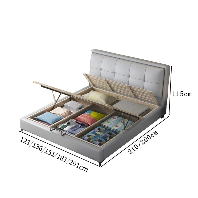 レザー 縦開き 木製フレーム 収納力抜群 優れた通気性 ベッド 跳ね上げベッド ベッドフレーム 新居 セムダブル キング シンプル ホワイト ブルー BED-T079 tomokagu