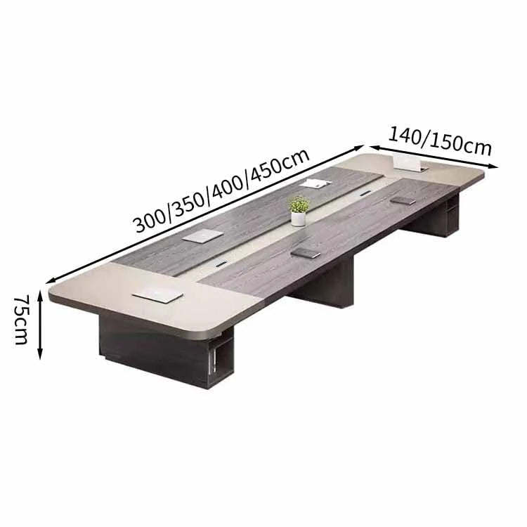 配線孔付き カバー付き配線 長方形タイプ 4本脚タイプ 事務机 ミーティング用テーブル 会議デスク 天板固定テーブル 会社用 事務所用 カスタマイズ可能 HYZ-T037 tomokagu