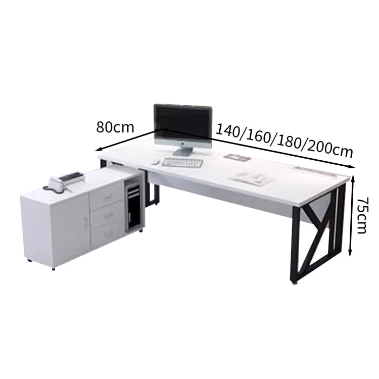 炭素鋼フレーム アジャスター付き エコ板材 サイドキャビネット付き 取っ手付き エグゼクティブデスク ライトウォールナット ダークウォールナット カスタマイズ可能 LBZ-T043 tomokagu