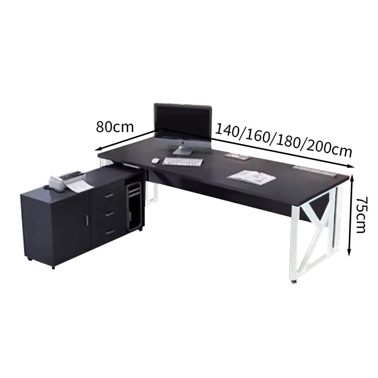 炭素鋼フレーム アジャスター付き エコ板材 サイドキャビネット付き 取っ手付き エグゼクティブデスク ライトウォールナット ダークウォールナット カスタマイズ可能 LBZ-T043 tomokagu