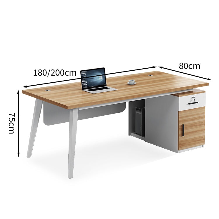 化粧板 スチール脚 幕板 サイドキャビネット シリンダー錠 配線孔 オフィスデスク BGZ-T059 tomokagu