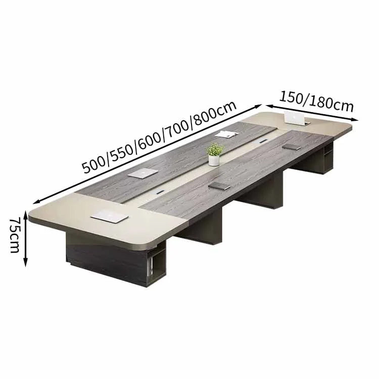 配線孔付き カバー付き配線 長方形タイプ 4本脚タイプ 事務机 ミーティング用テーブル 会議デスク 天板固定テーブル 会社用 事務所用 カスタマイズ可能 HYZ-T037 tomokagu