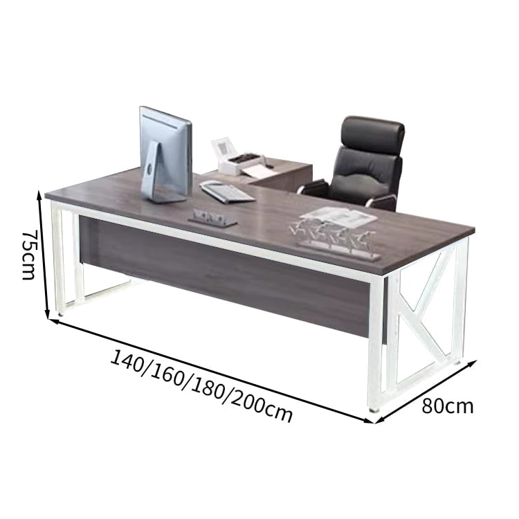 炭素鋼フレーム アジャスター付き エコ板材 サイドキャビネット付き 取っ手付き エグゼクティブデスク ライトウォールナット ダークウォールナット カスタマイズ可能 LBZ-T043 tomokagu