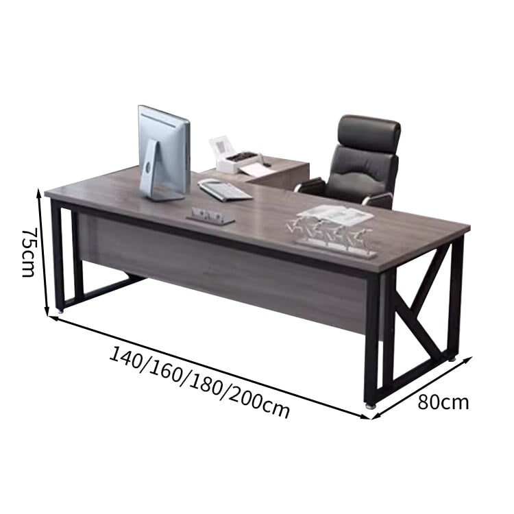 炭素鋼フレーム アジャスター付き エコ板材 サイドキャビネット付き 取っ手付き エグゼクティブデスク ライトウォールナット ダークウォールナット カスタマイズ可能 LBZ-T043 tomokagu