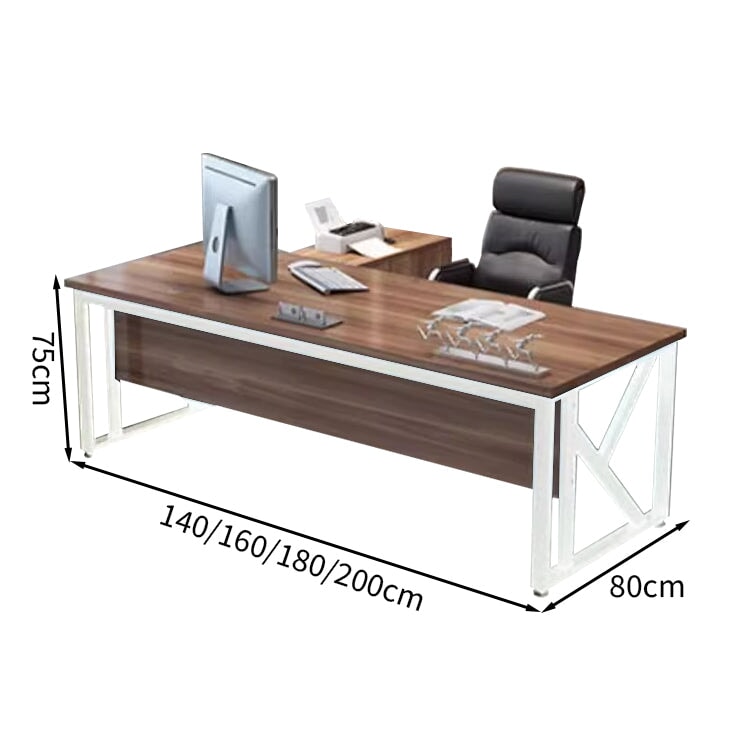 炭素鋼フレーム アジャスター付き エコ板材 サイドキャビネット付き 取っ手付き エグゼクティブデスク ライトウォールナット ダークウォールナット カスタマイズ可能 LBZ-T043 tomokagu