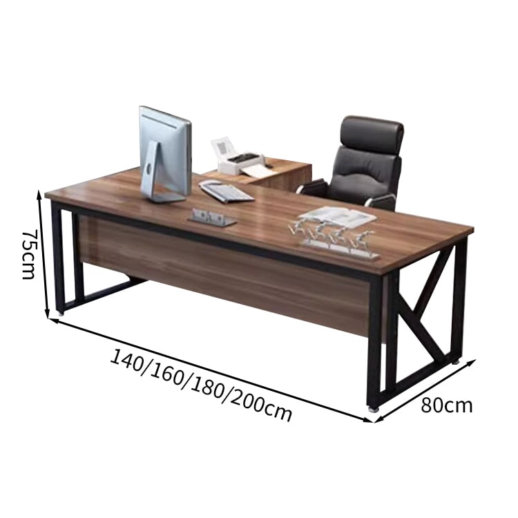 炭素鋼フレーム アジャスター付き エコ板材 サイドキャビネット付き 取っ手付き エグゼクティブデスク ライトウォールナット ダークウォールナット カスタマイズ可能 LBZ-T043 tomokagu