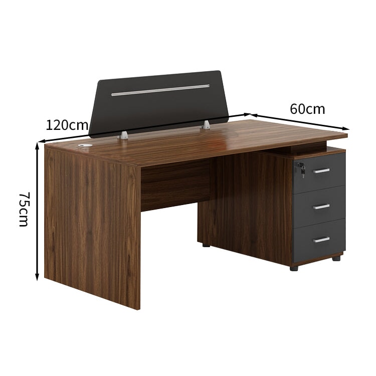 キャビネット付き 3段引き出し 化粧板 配線孔 パーテーション付き デスク オフィスデスク モダン 落ち着きがある カスタマイズ可能 BGZ-T002 tomokagu