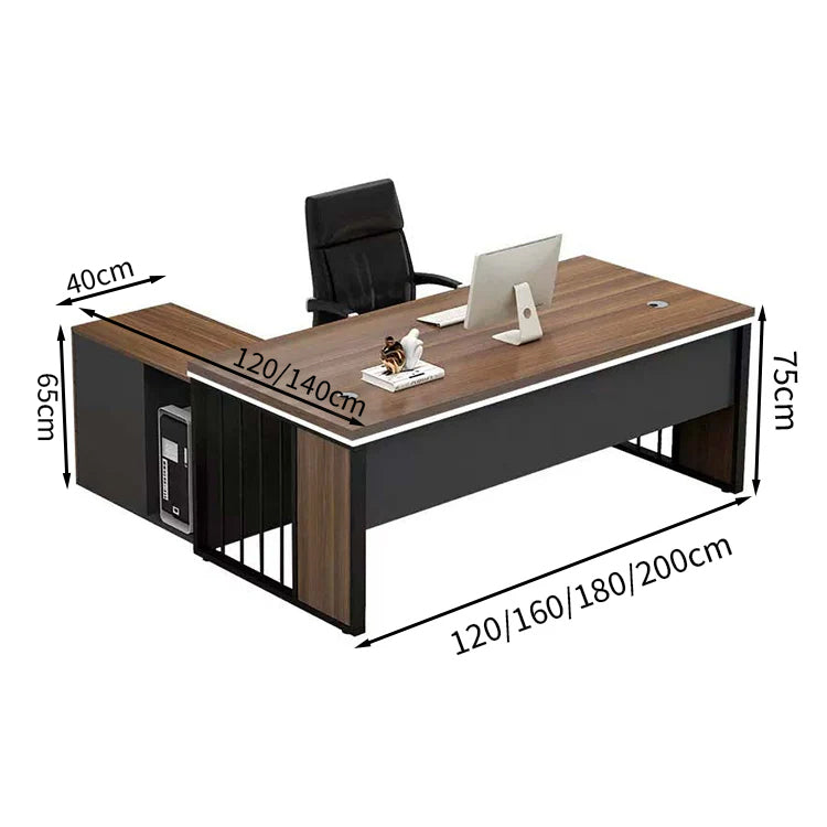 スチール脚 幕板付き 取っ手付き 配線孔付き エグゼクティブデスク オフィス家具 PCデスク シンプルモダン グレーオーク ウォルナット カスタマイズ可能 LBZ-T050