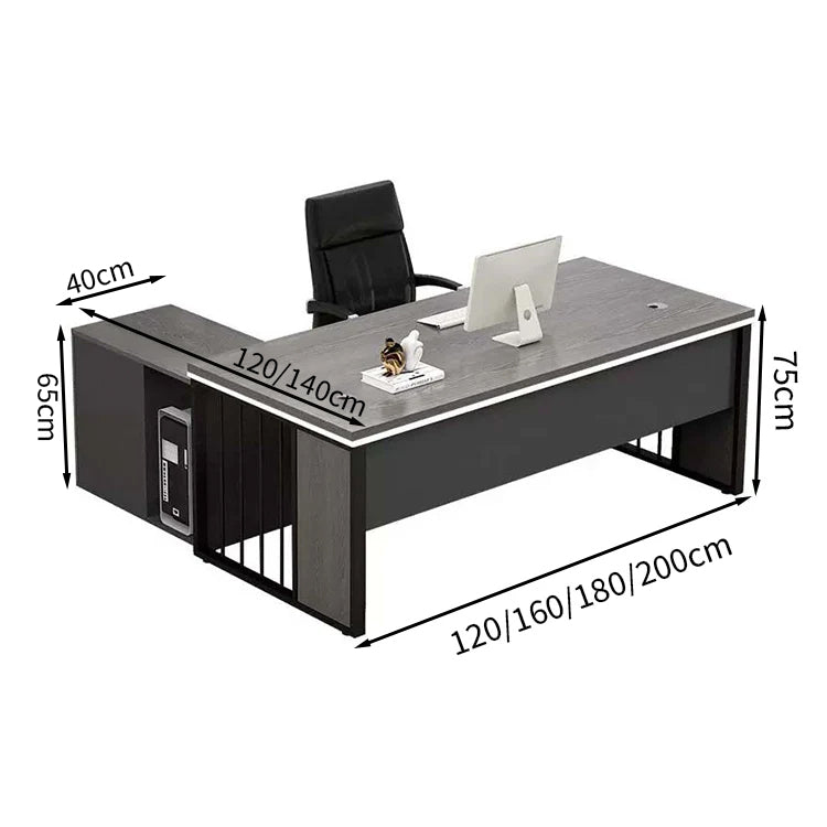 スチール脚 幕板付き 取っ手付き 配線孔付き エグゼクティブデスク オフィス家具 PCデスク シンプルモダン グレーオーク ウォルナット カスタマイズ可能 LBZ-T050